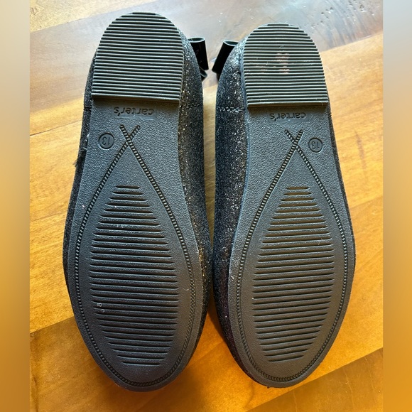 Girls Black Sparkly Ballet Flats - 13 - Picture 2 of 2